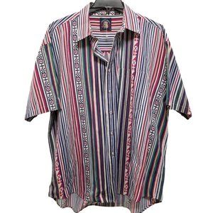VTG Salty Dog Mens XL Multicolor Striped Button Up